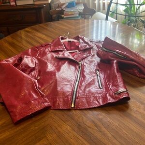 Red pleather MJ inspired women jacket